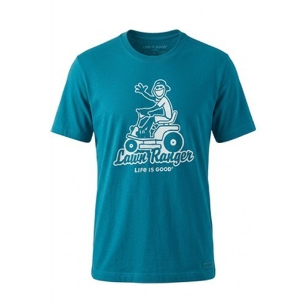 Life Is Good Lawn Ranger Shirt Men L Blue Crusher Graphic Funny Outdoor Tee